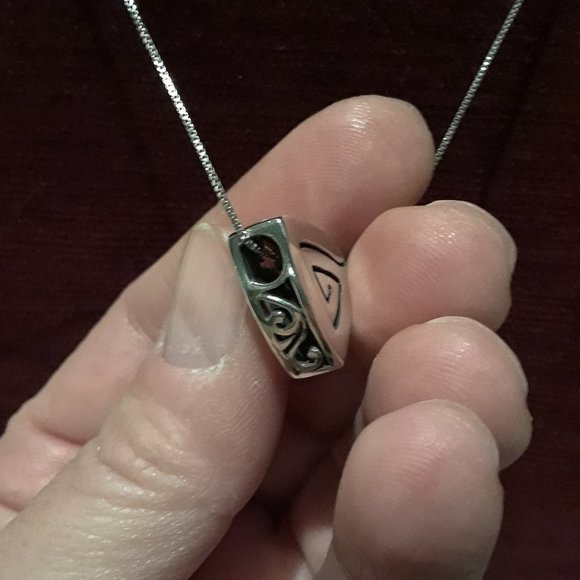 Reversible Triangular Sterling Silver Scroll Pendant - Picture 6 of 8